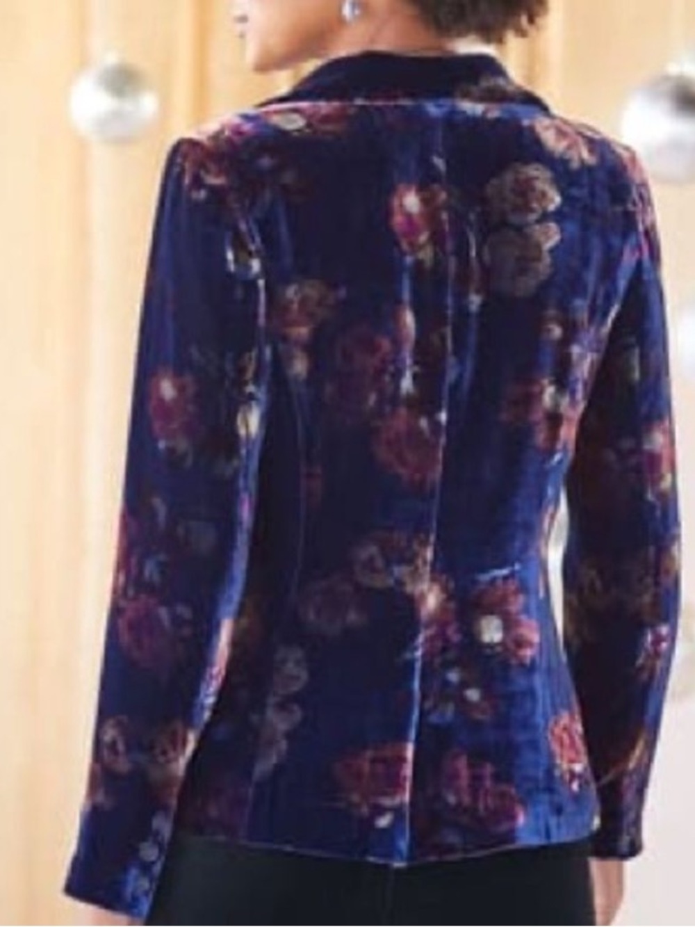 Looks New! Sundance Blue Floral Velvet Lined Blazer Size 6  38” $228 - Picture 7 of 8